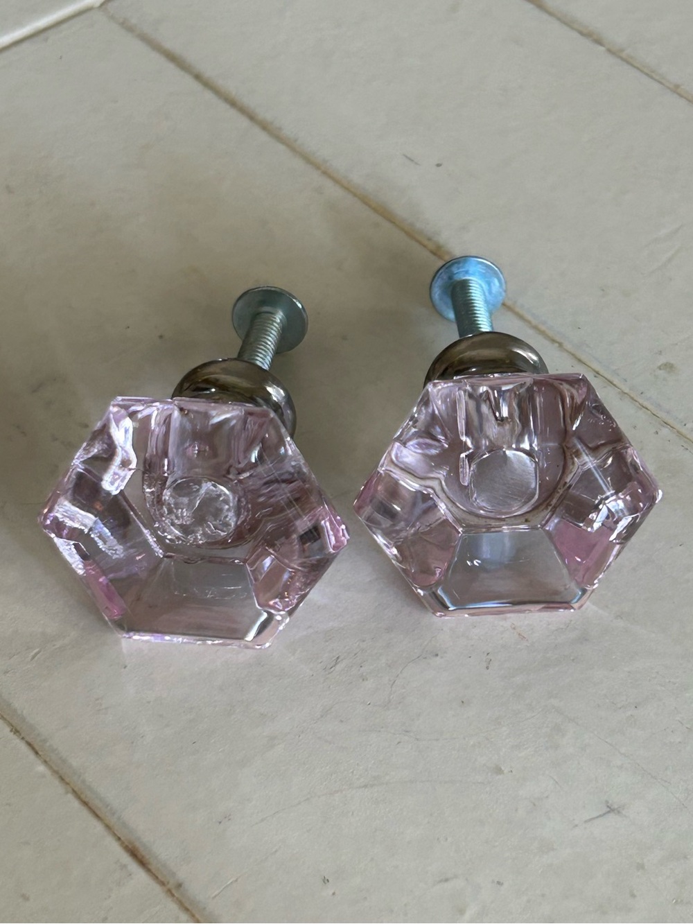 World Market Pink Acrylic Cabinet Dresser Drawer Knob ~ pack of 2